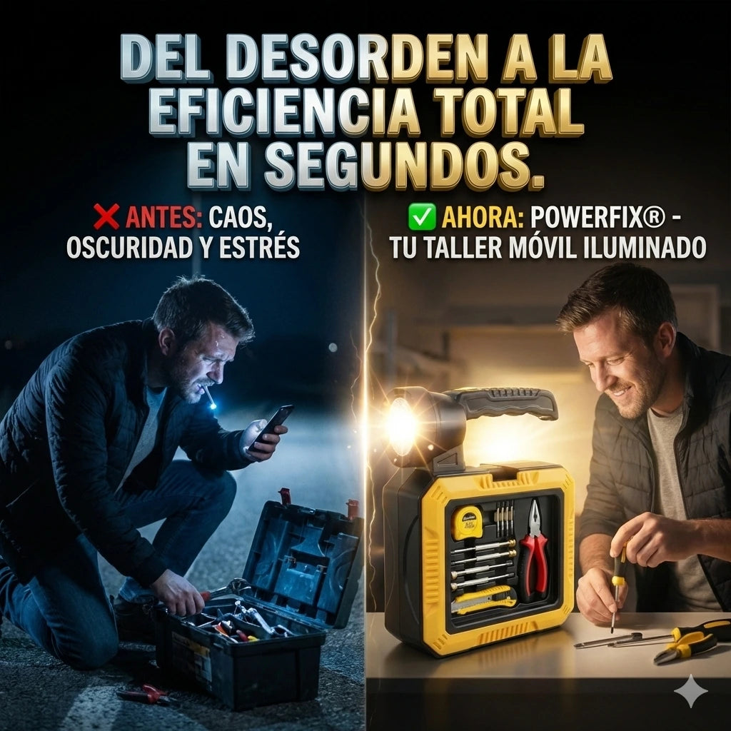 PowerFix® | Kit de herramientas premium con linterna solar