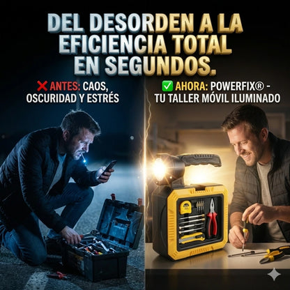 PowerFix® | Kit de herramientas premium con linterna solar
