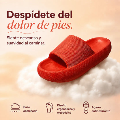Fluffy Slides rojas — despídete del dolor de pies